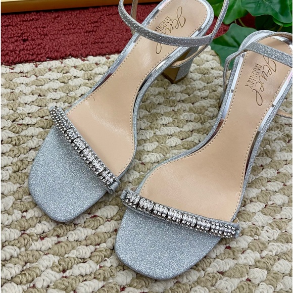 JEWEL BADGLEY MISCHKA Charlee Embellished Evening Sandals in Silver Size 6 - Picture 7 of 10